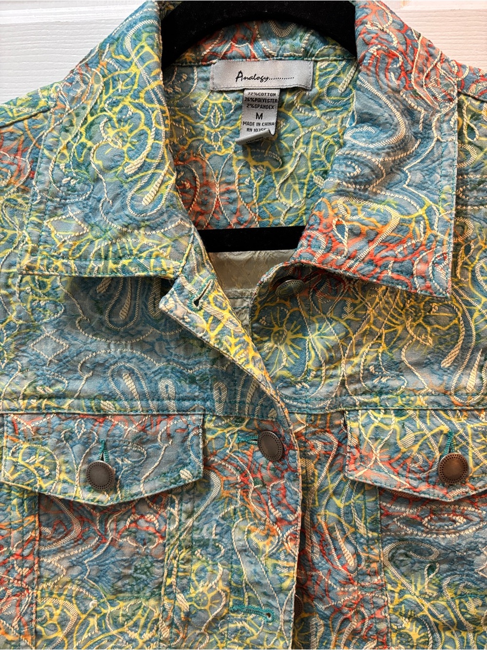 Analogy multicolored  Embroidered  lightweight Stretch Jacket EUC